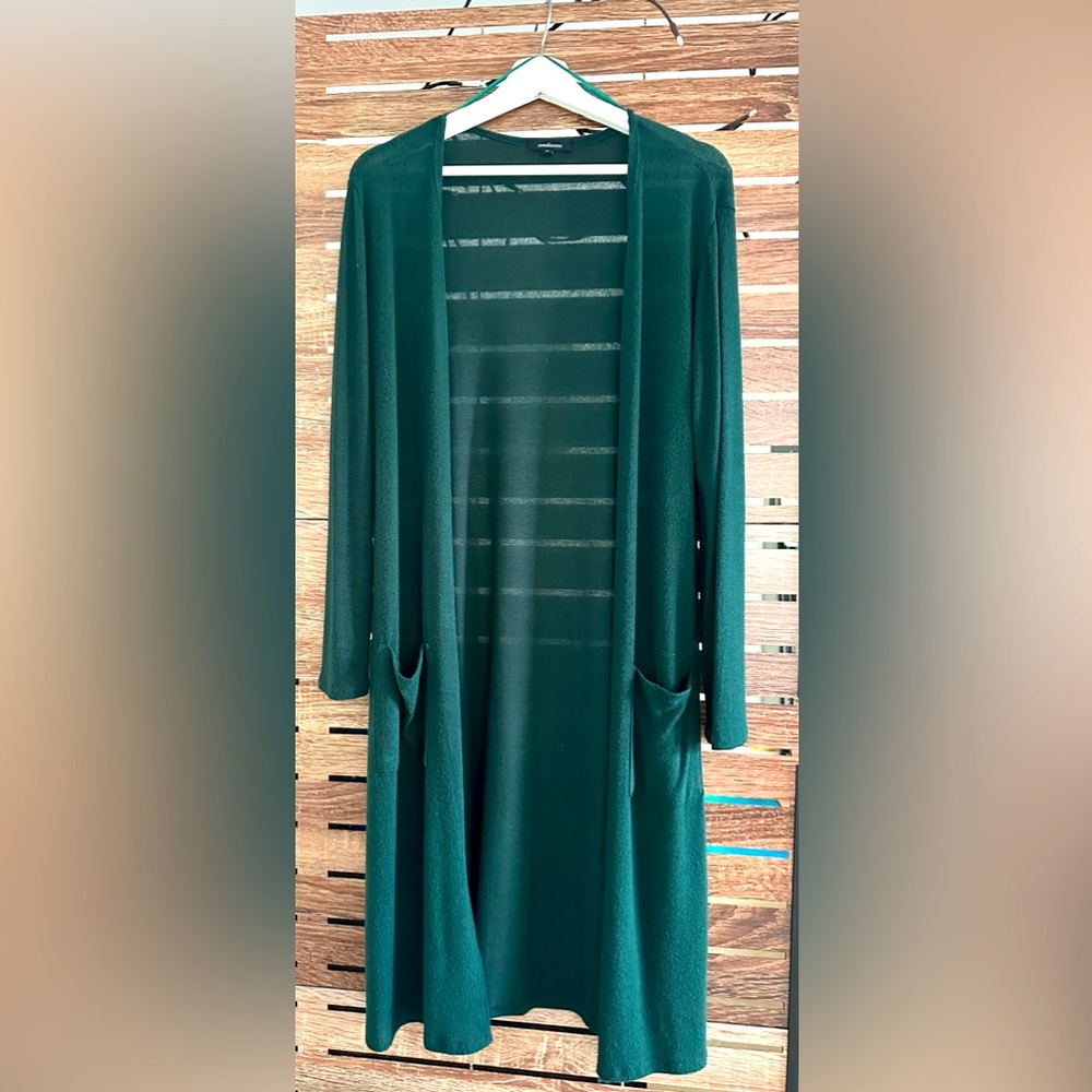 Flowy Soft & Cozy Lightweight Deep Forest Green Long Medium Duster w Pockets💫💚 - Picture 4 of 8